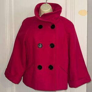 Worthington pink retro look polyester blend short car coat with 3/4 sleeves